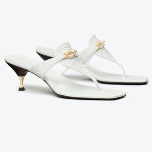 Tory Burch $328 JESSA LOW KITTEN HEELED SANDAL Gold 9.5 10 RUN SMALL